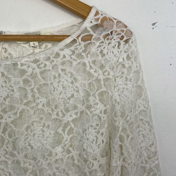 Umgee Lace Top Womens Scalloped Hem Boho Top size Small Ivory White - Picture 2 of 14